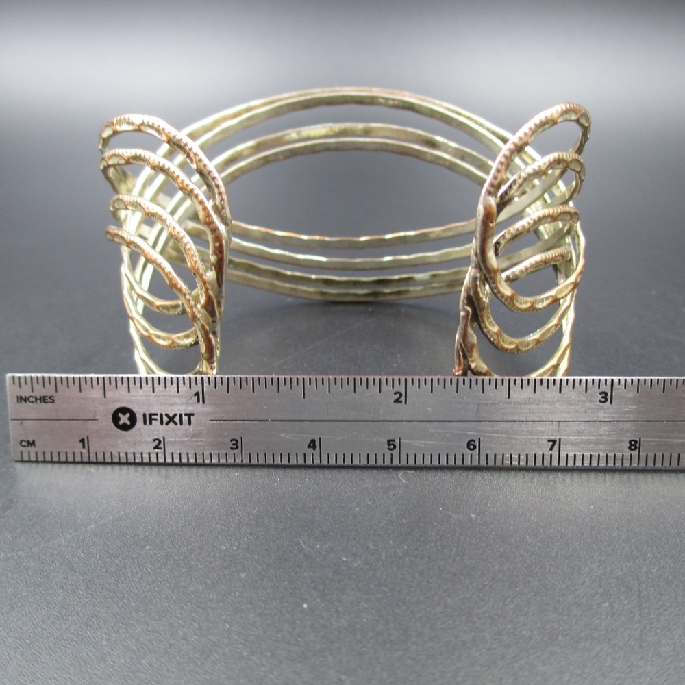 Vintage Rustic Silver & Copper Tone Cuff Bracelet - Picture 6 of 6